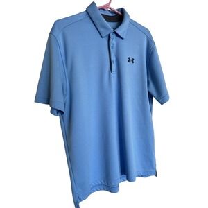 Under Armour loose short sleeve men's button up size large blue